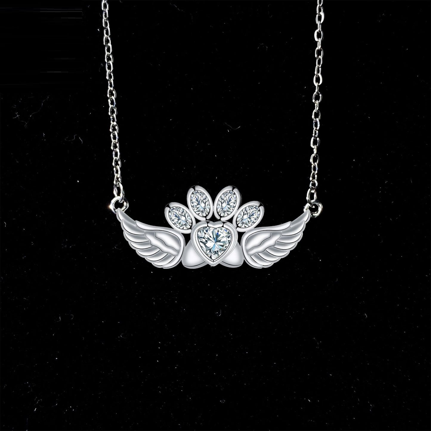 Fashion Personality Heart-shaped Pendant Ornaments Cute Dog's Paw All-match Women's Necklace