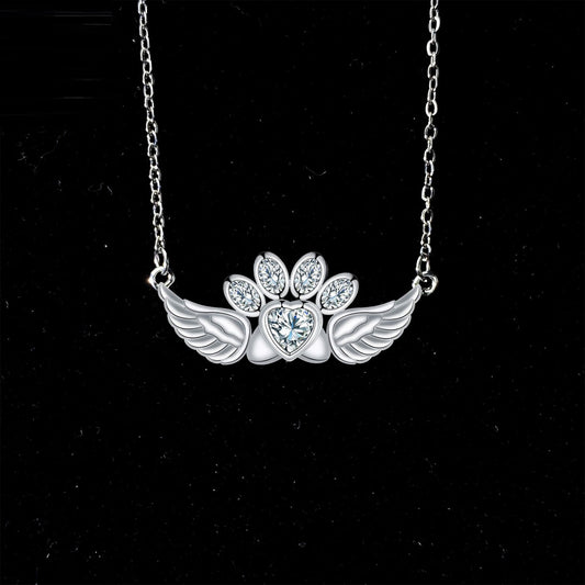 Fashion Personality Heart-shaped Pendant Ornaments Cute Dog's Paw All-match Women's Necklace