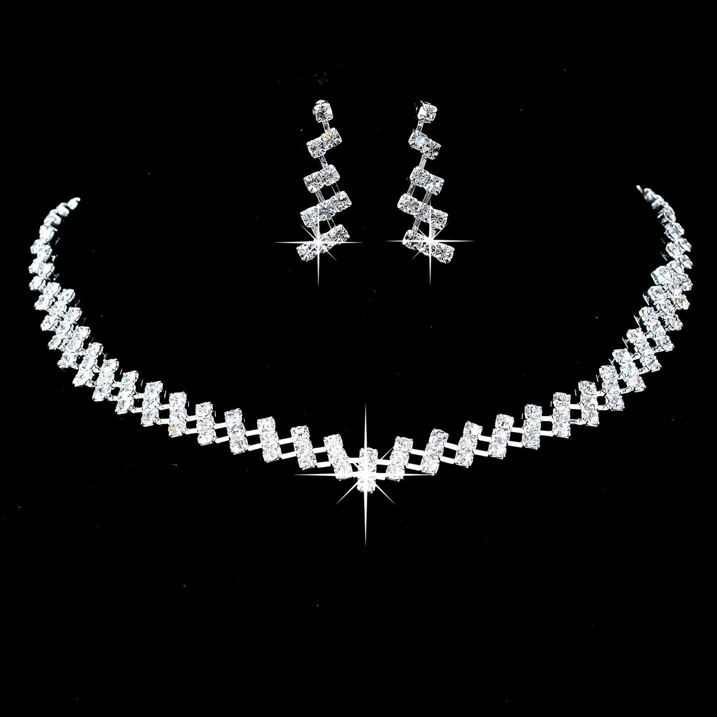 Luxury Shiny Rhinestone Necklace Set
