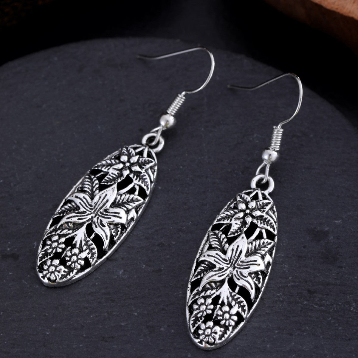 Retro Hollowed Long Water Droplet Earrings