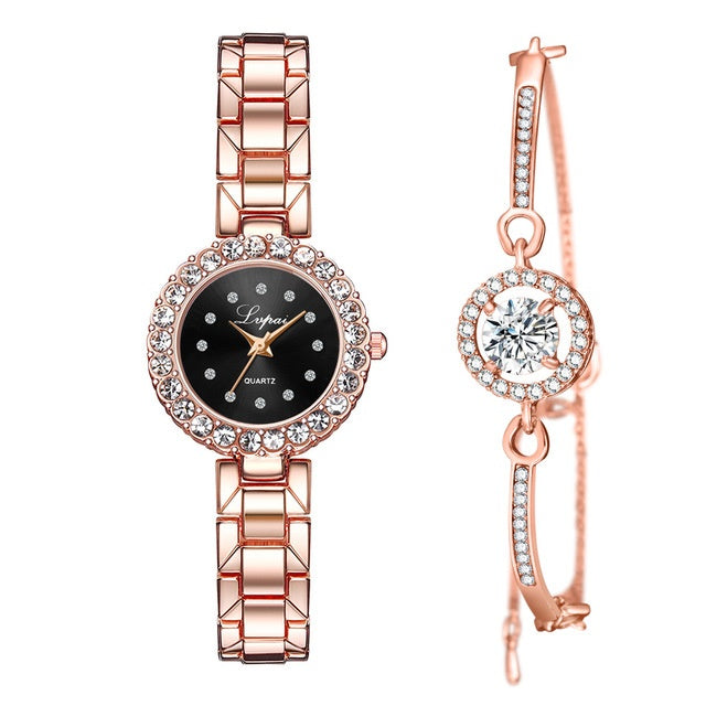 Wrist-Watch+Set Bangle Bracelet