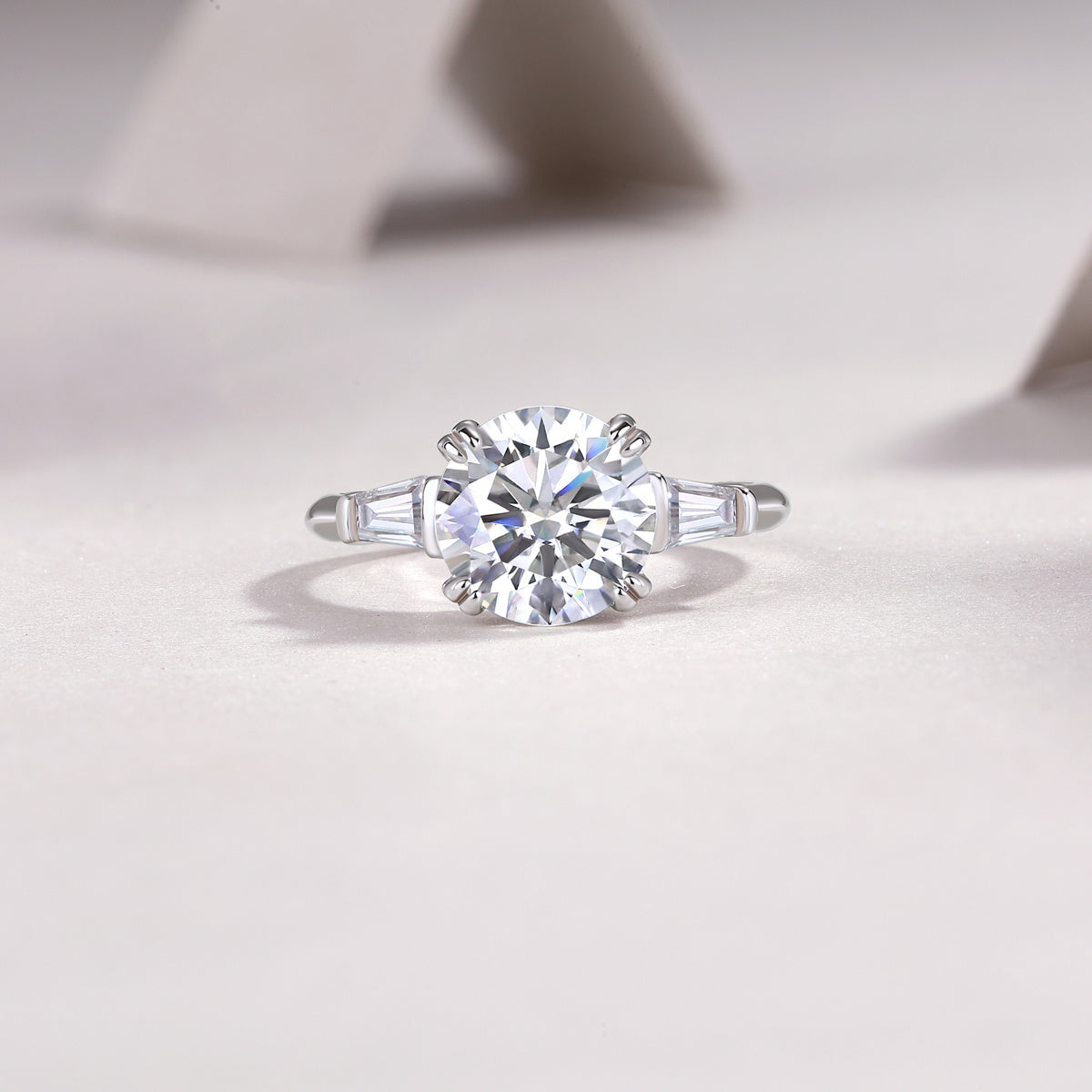 3-Carat Moissanite S925 Sterling Silver and Platinum Diamond Ring.