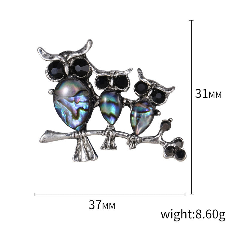 Seashell Owl Brooch for Women