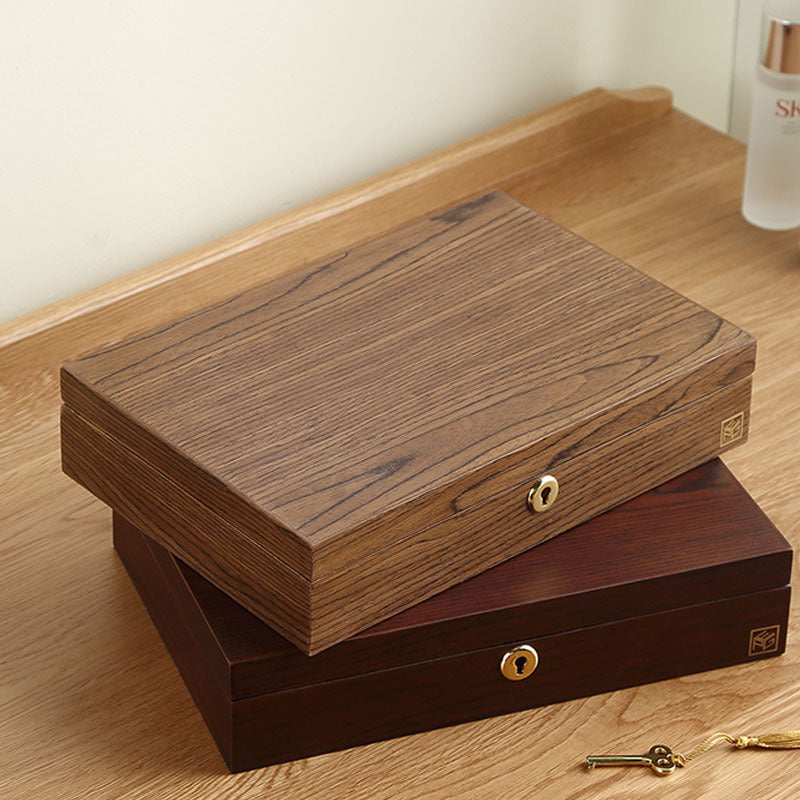 Wooden Storage Jewelry Box with Lock