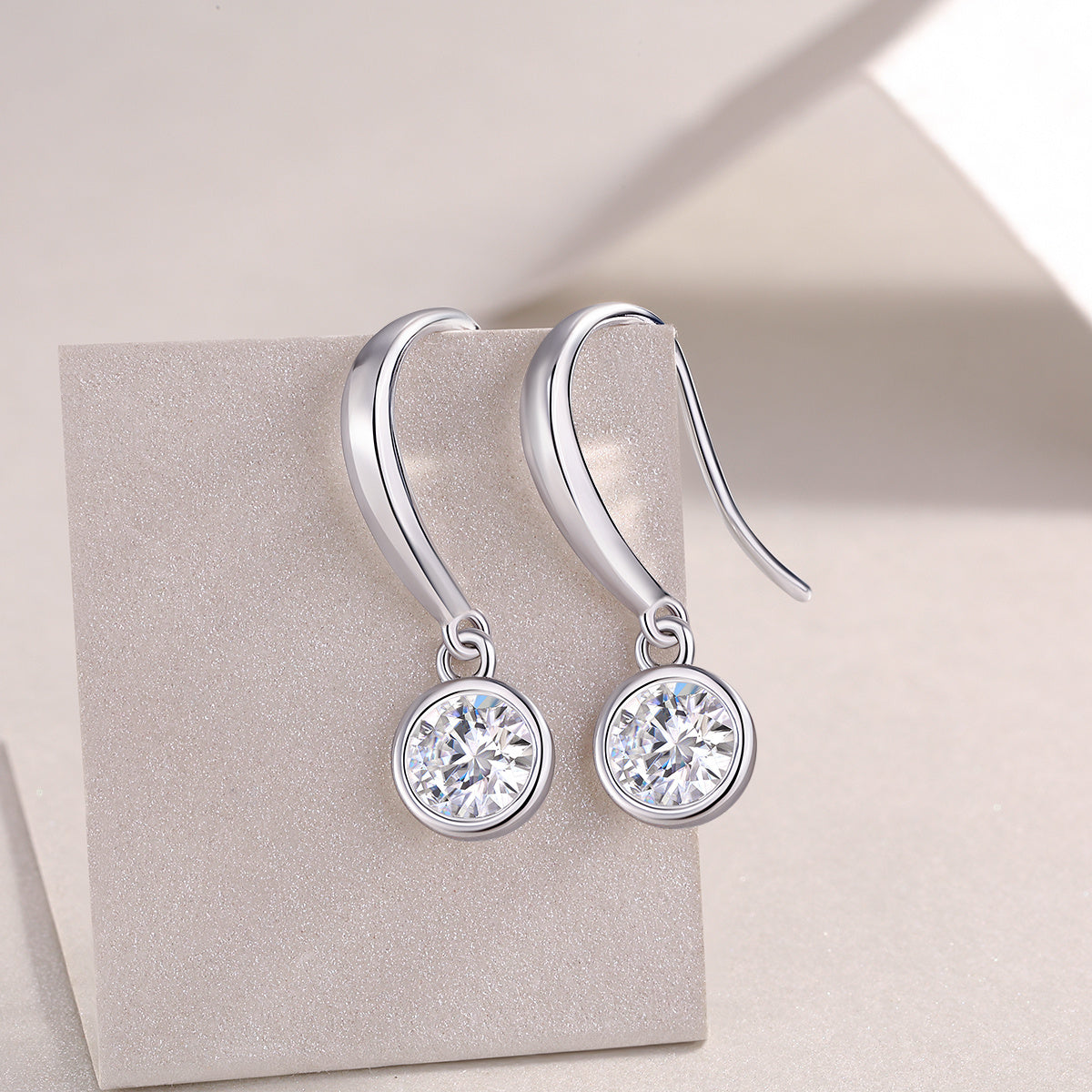 Soft Light and Sweet Whispers - Fashionable Earrings with Platinum-Plated Diamonds