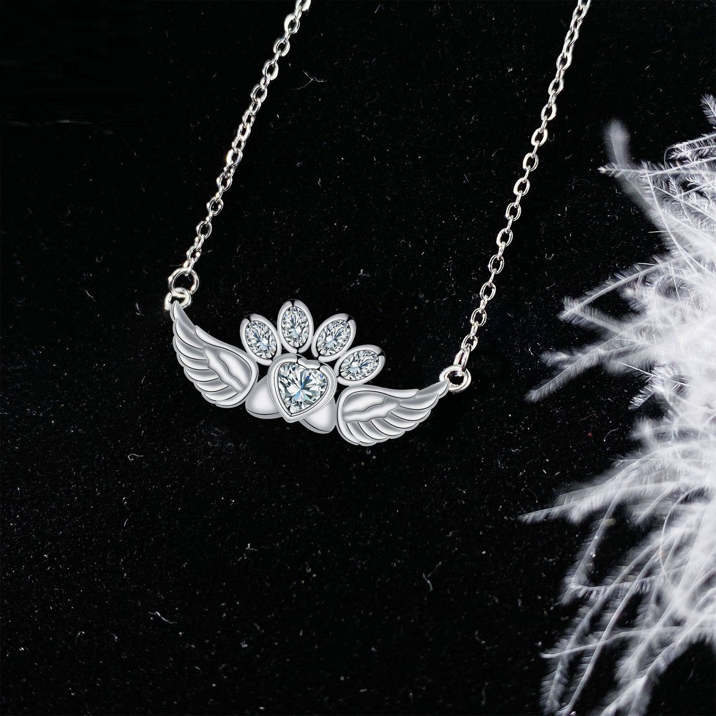 Fashion Personality Heart-shaped Pendant Ornaments Cute Dog's Paw All-match Women's Necklace