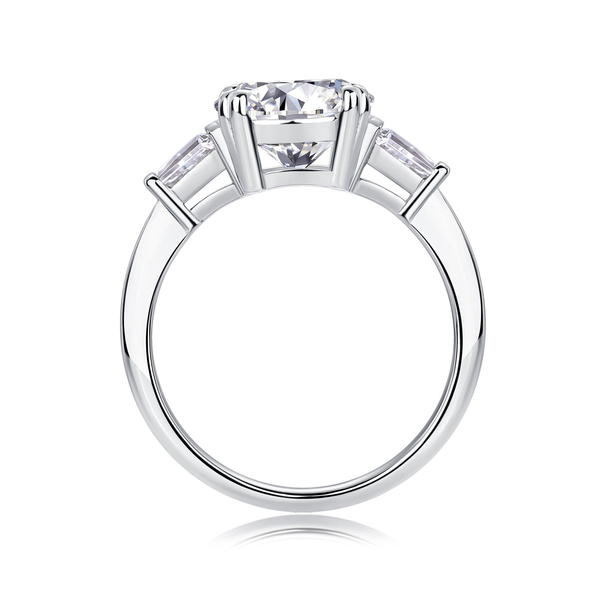 3-Carat Moissanite S925 Sterling Silver and Platinum Diamond Ring.