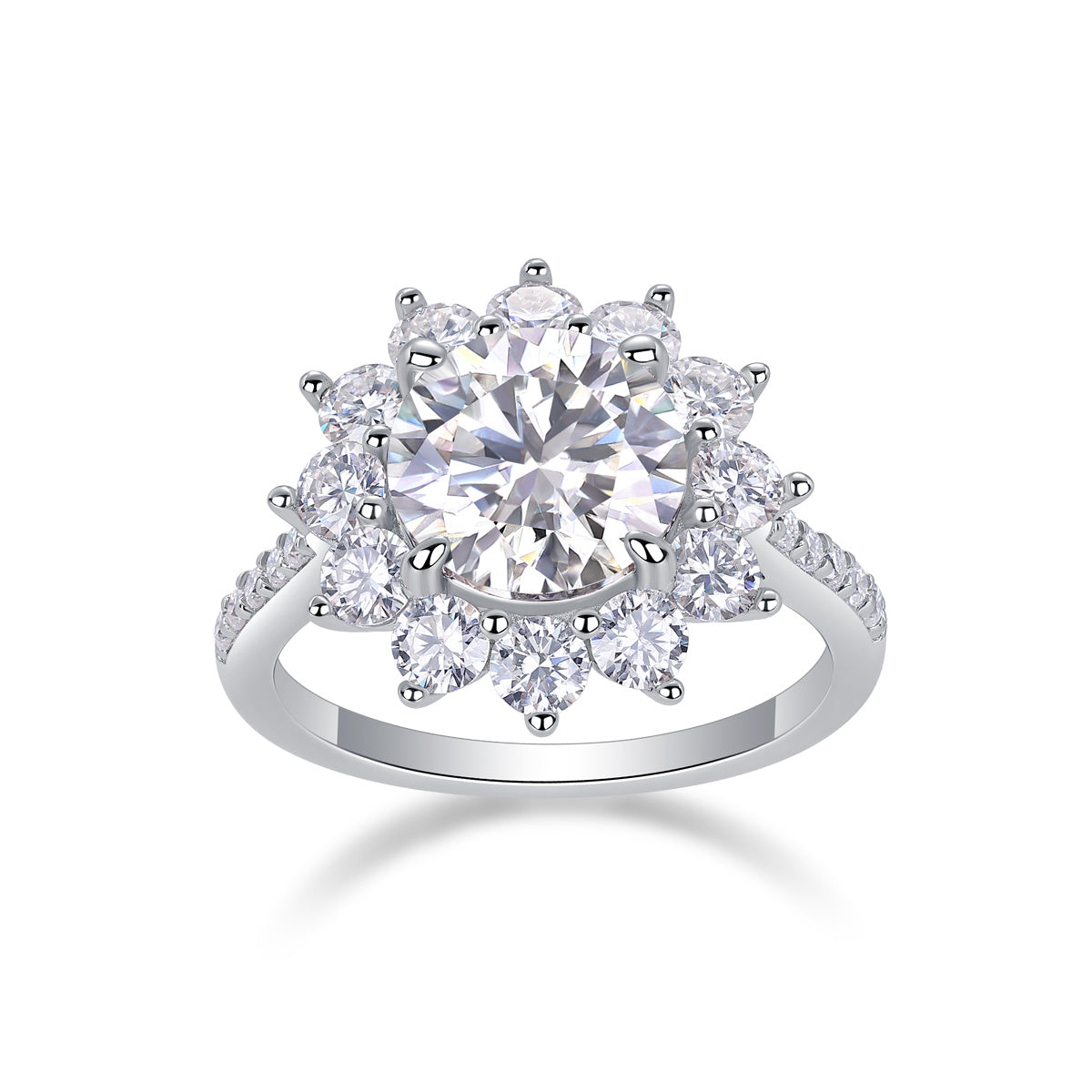 3-Carat Moissanite S925 Sterling Silver and Platinum Diamond Ring