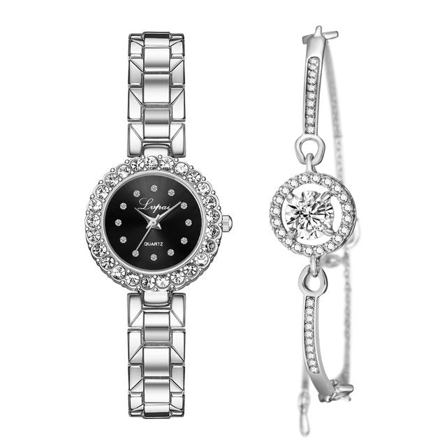 Wrist-Watch+Set Bangle Bracelet