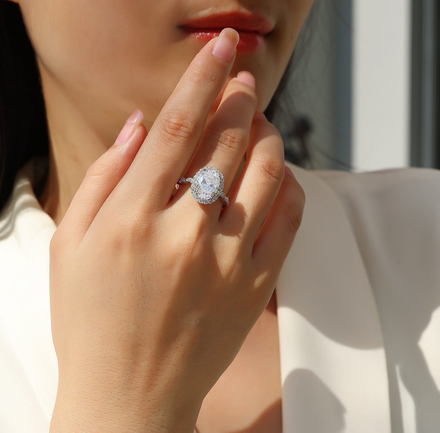 Bright Moon - Moissanite S925 Sterling Silver and Platinum-Plated Diamond Ring