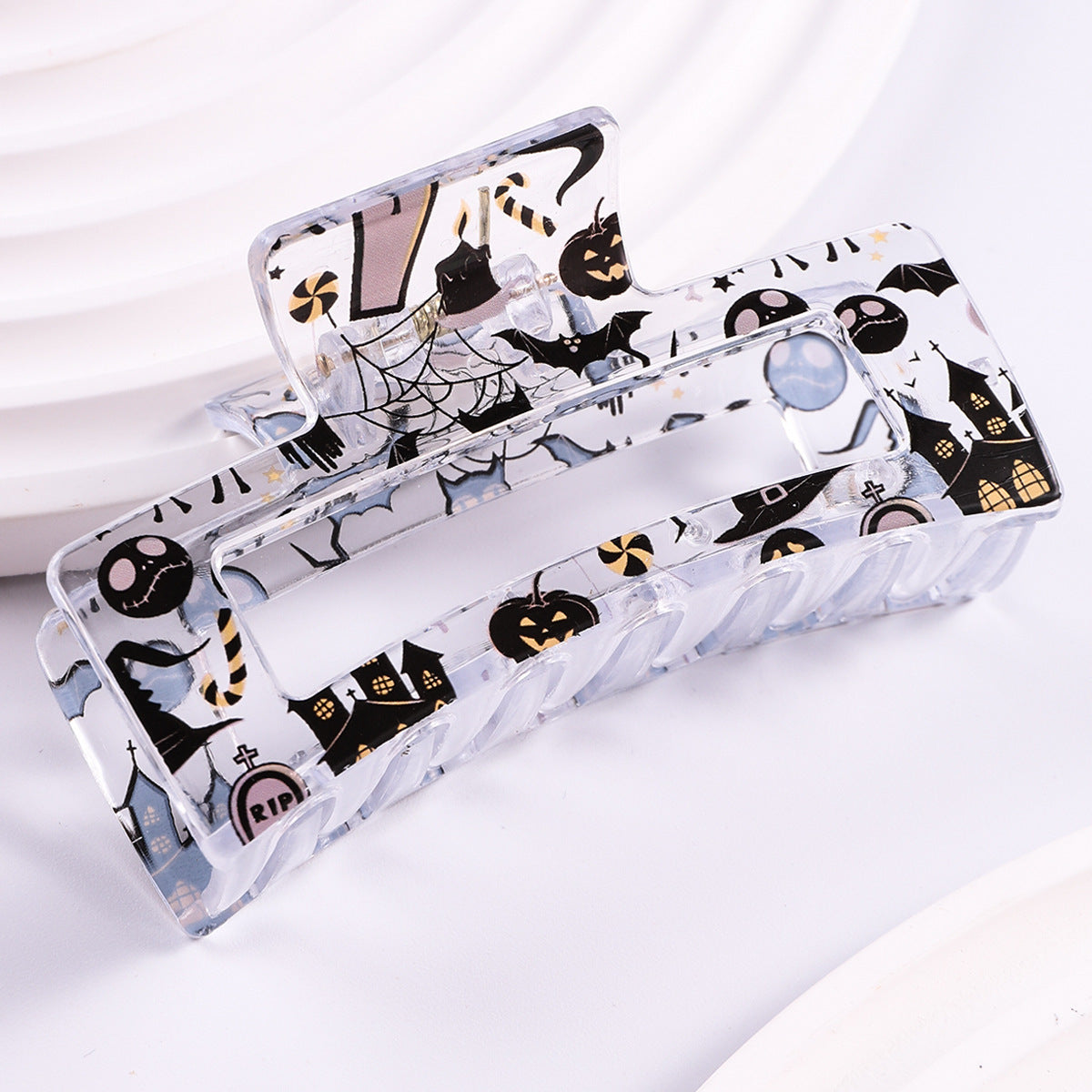 Transparent Printing Grip Back Head Updo Lady