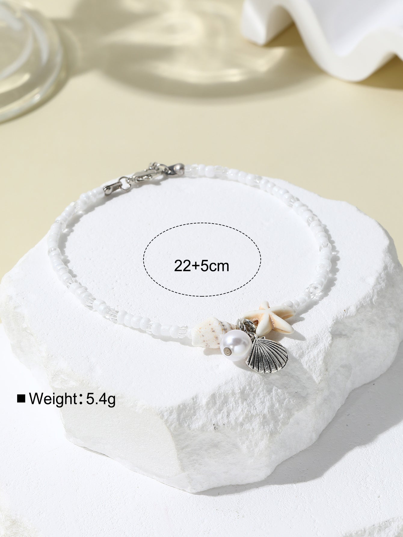 Starfish Woven Beach Shell Conch Bead Bracelet