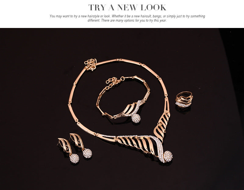 4-Piece Jewelry Set Fashion Alloy (Necklace - Earrings - Bracelet)