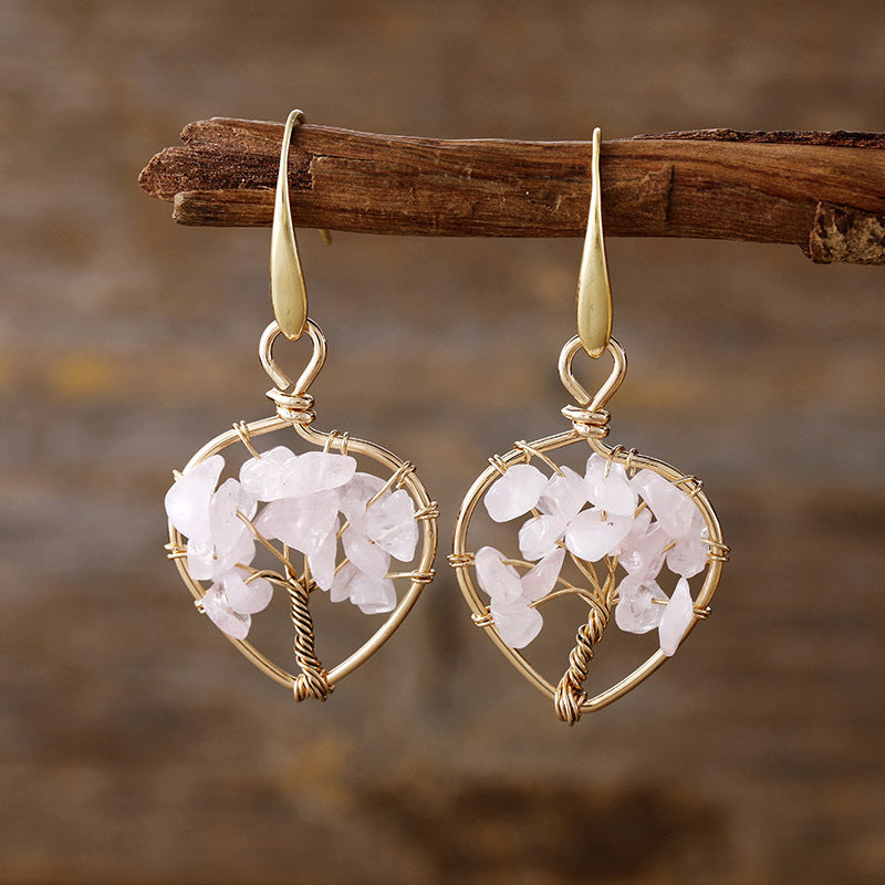 Natural Crystal Lucky Tree Earrings