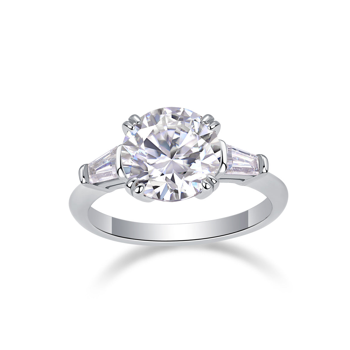 3-Carat Moissanite S925 Sterling Silver and Platinum Diamond Ring.