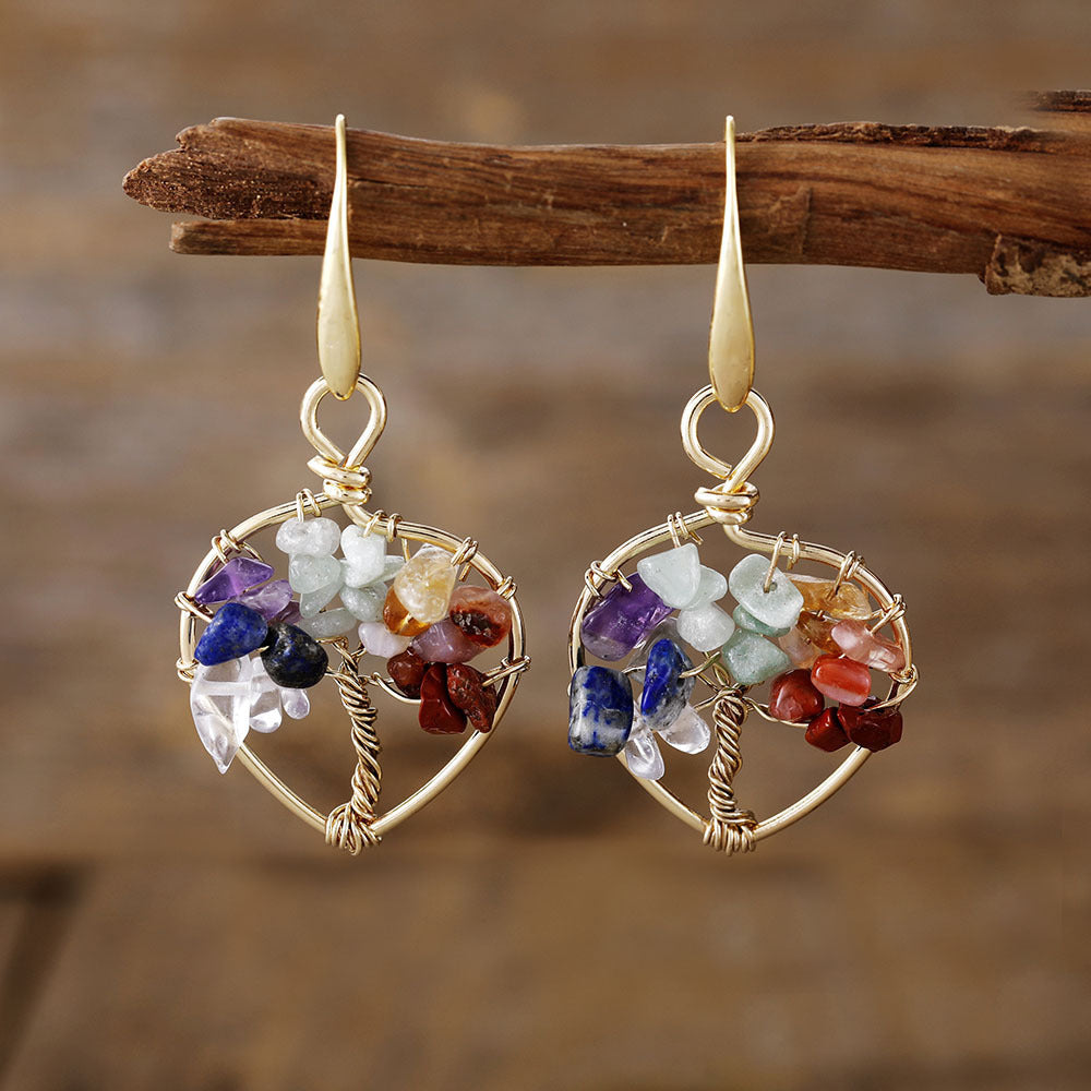 Natural Crystal Lucky Tree Earrings