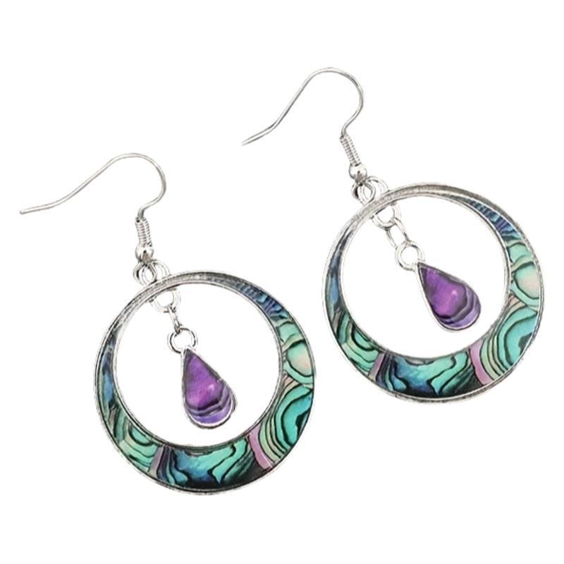 European And American Retro Hollow Circle Pattern Water Drop Earrings Fashion Bohemian Style