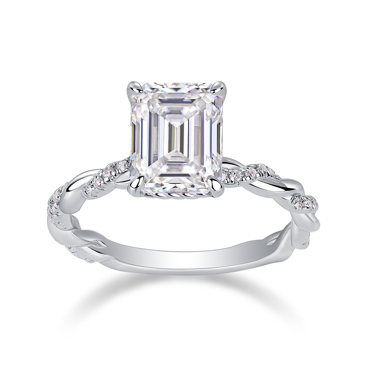 Moissanite S925 Sterling Silver and Platinum-Plated Diamond Ring