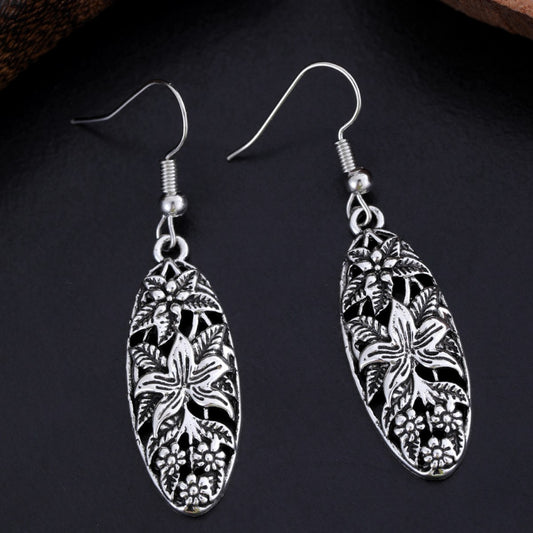 Retro Hollowed Long Water Droplet Earrings