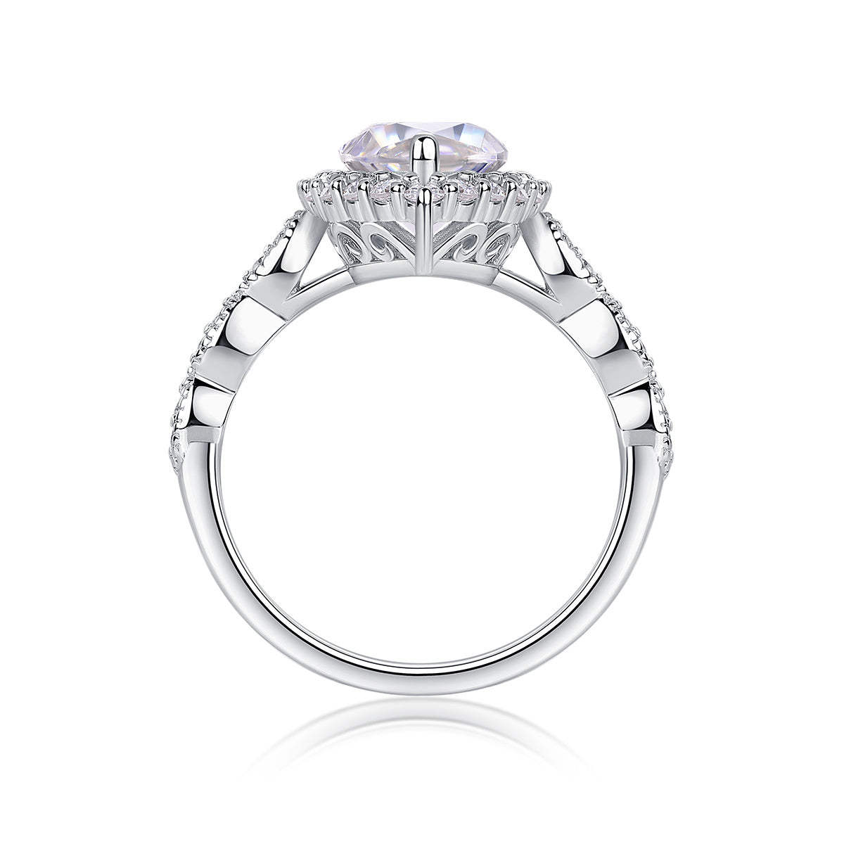 Moissanite S925 Sterling Silver and Platinum-Plated Diamond Ring