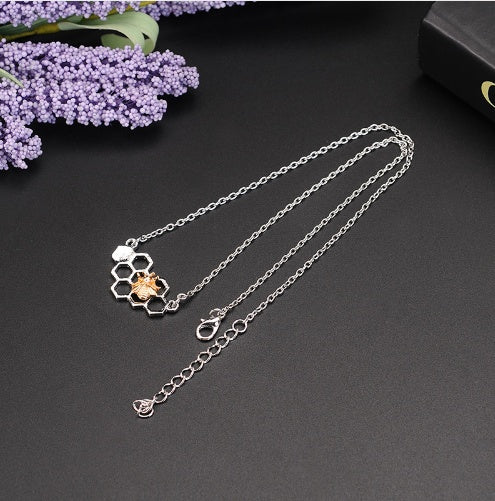 X & P Charm Honeycomb Bee Necklace for Women