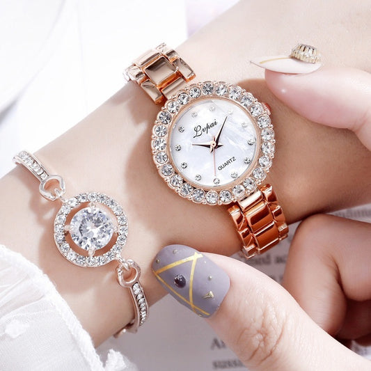 Wrist-Watch+Set Bangle Bracelet