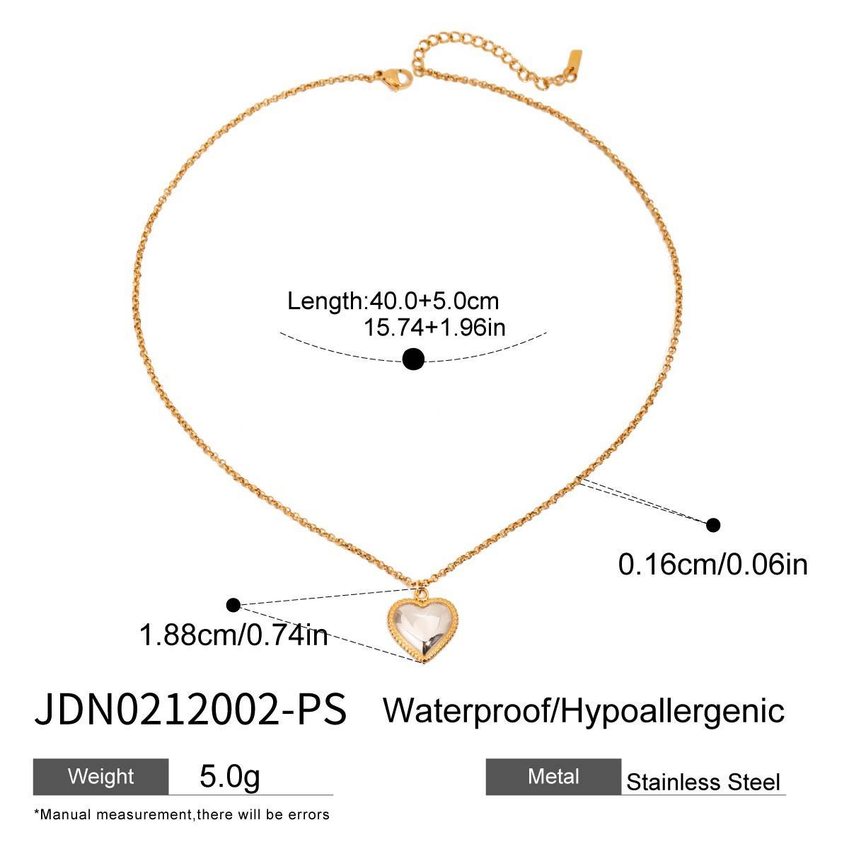 Titanium Steel Rhinestone Heart Necklace Pendant