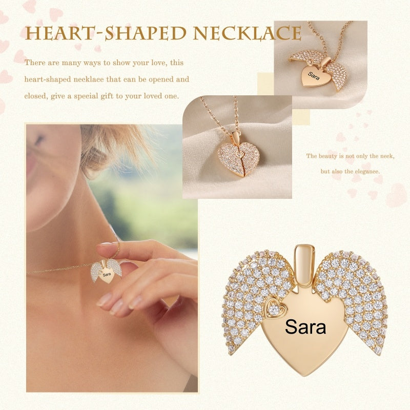 Personalized Name Heart Necklace Zirconia