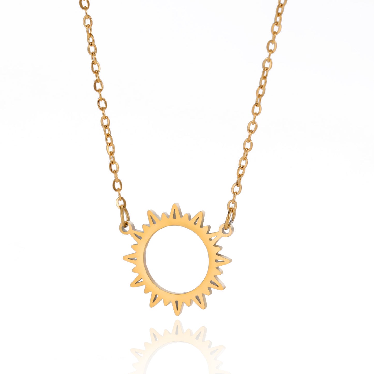 Titanium Steel Sun Shining Pendant Necklace