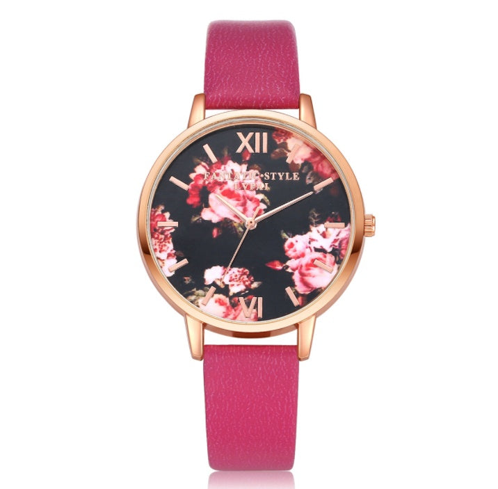 High Quality Leather Strap Women Watch (Rose Gold)