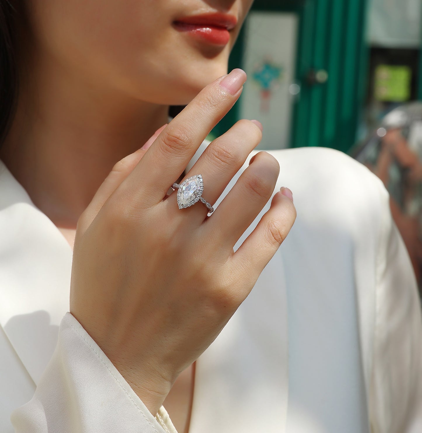 Moissanite S925 Sterling Silver and Platinum Diamond Ring