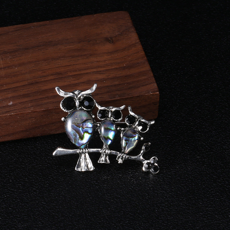 Seashell Owl Brooch for Women