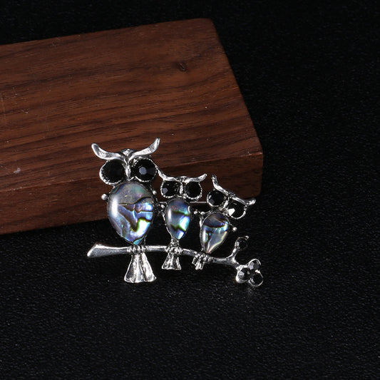 Seashell Owl Brooch for Women