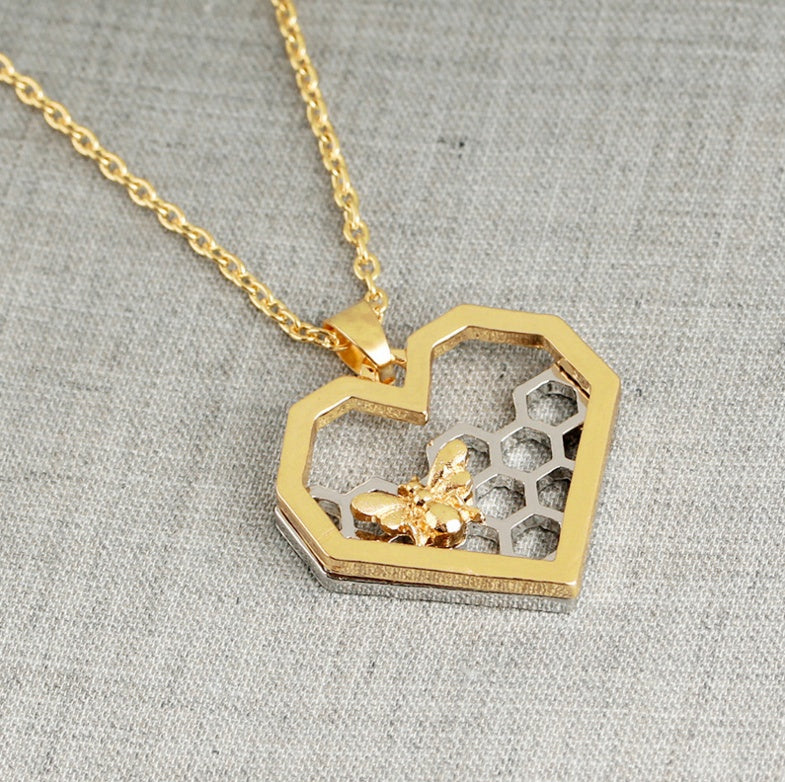 X & P Charm Honeycomb Bee Necklace for Women