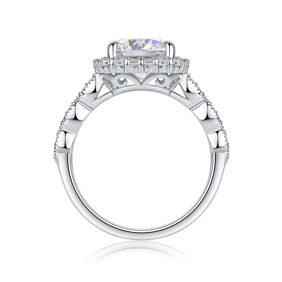 S925 Sterling Silver and Platinum-Plated Diamond Ring