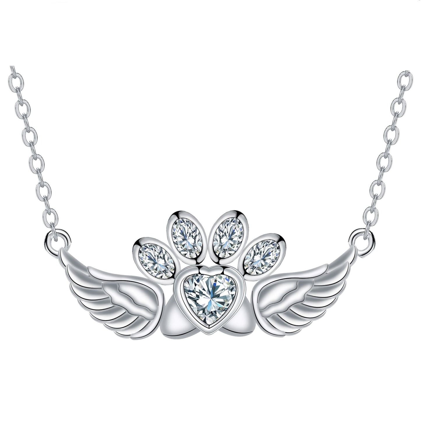 Fashion Personality Heart-shaped Pendant Ornaments Cute Dog's Paw All-match Women's Necklace