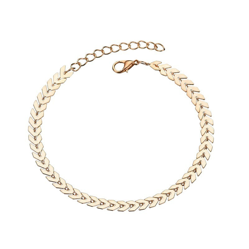 Double Layer Fishbone Anklet for Women