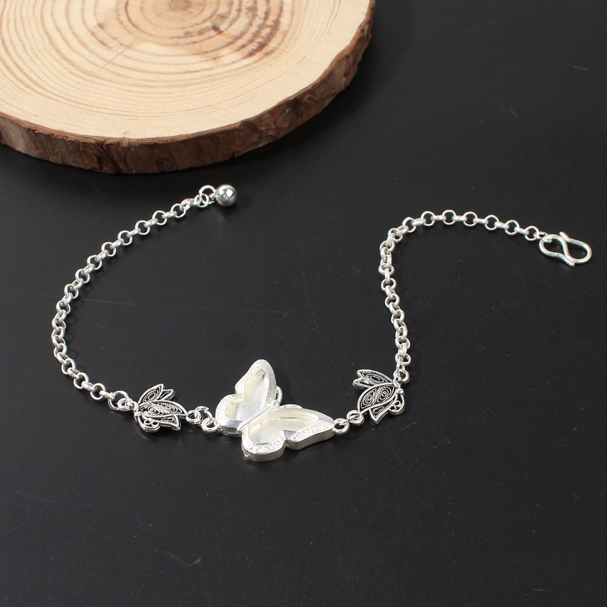 Artificial Miao Silver Ethnic Style Eardrop Frame Diy Bracelet Clover