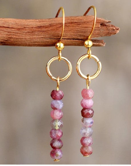 Retro Style Shoushan Stone Beads Earrings