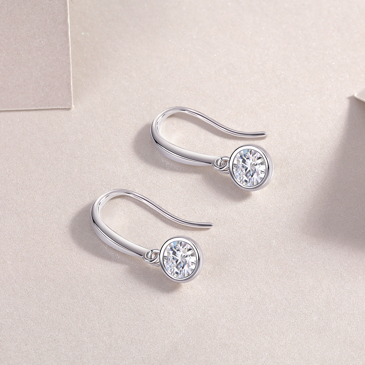 Soft Light and Sweet Whispers - Fashionable Earrings with Platinum-Plated Diamonds