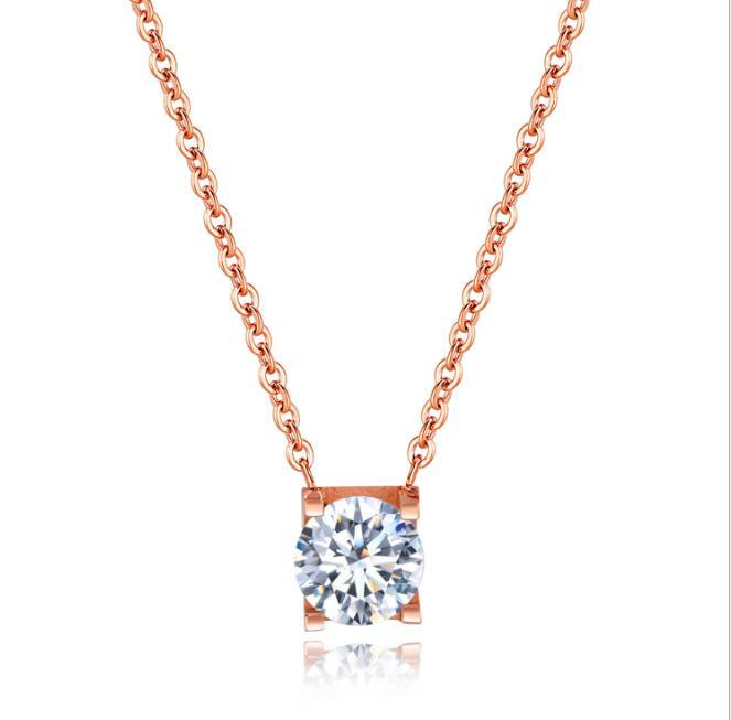 Trendy Chain Link Necklace with Big Cubic Zirconia