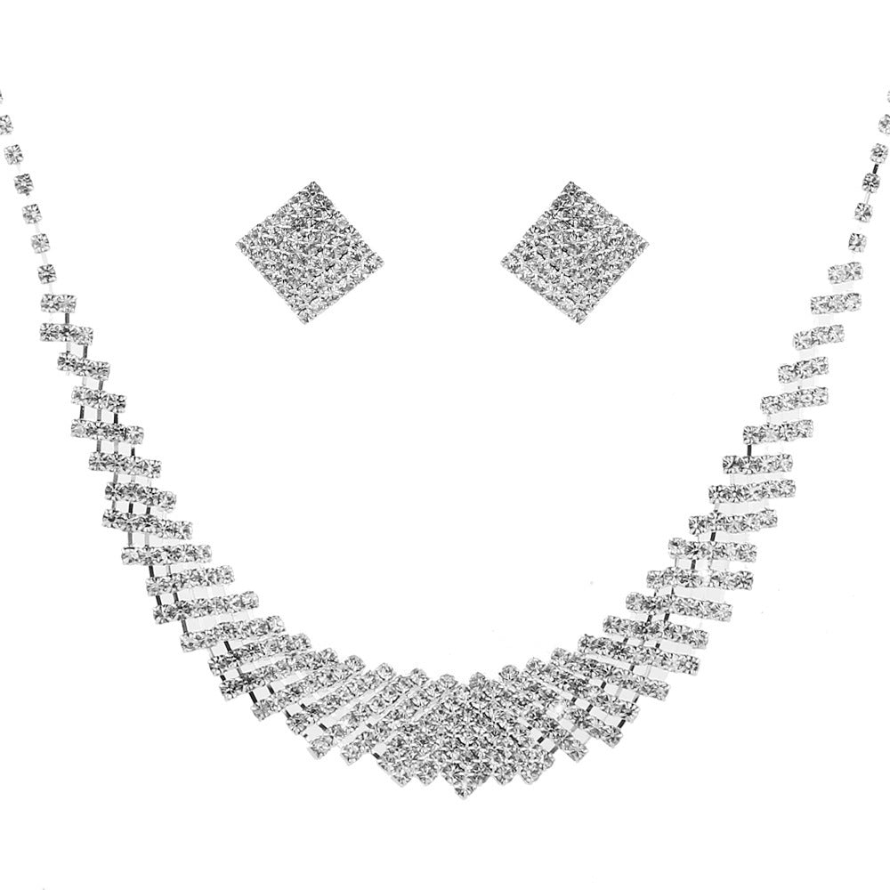 Luxury Shiny Rhinestone Necklace Set