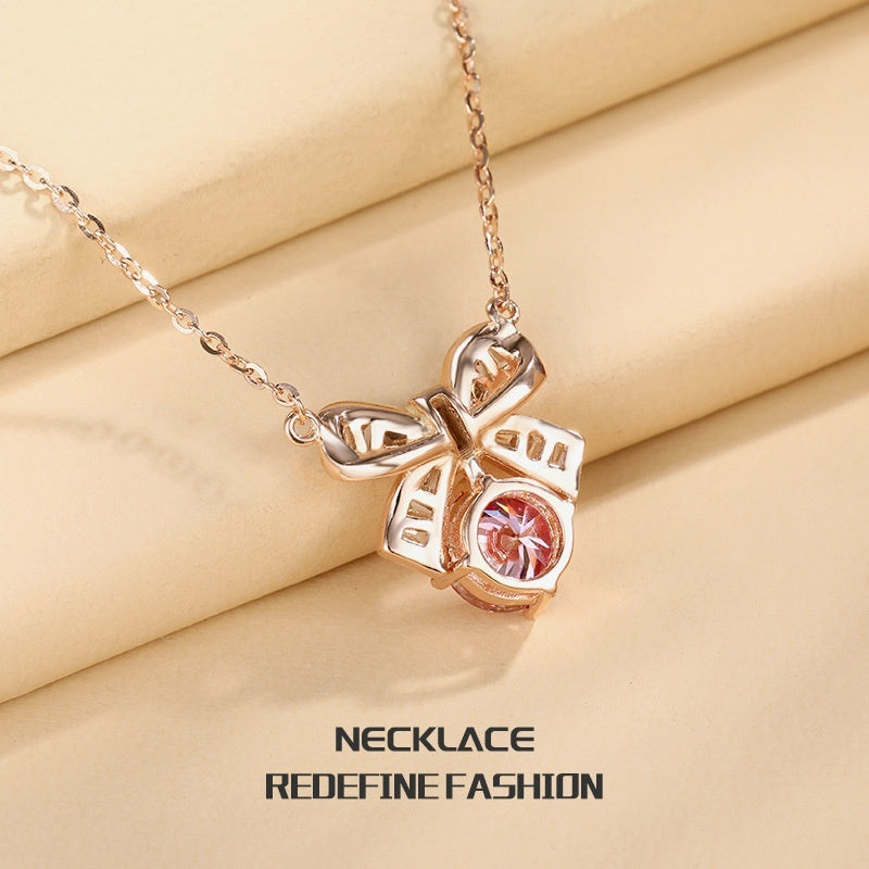 Lucky Bow Sterling Silver Necklace For Women