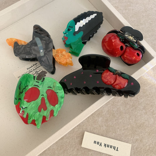 Acetic Acid Grip Halloween Wizard Hat Skull Back Broom Festival Hair Accessories