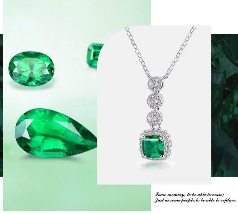Synthetic Emerald Pendant 1 Karat S925 Plating