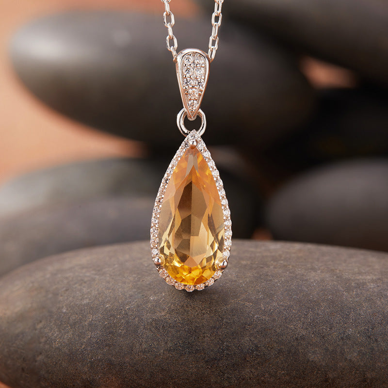 Natural Topaz Citrine Necklace Set