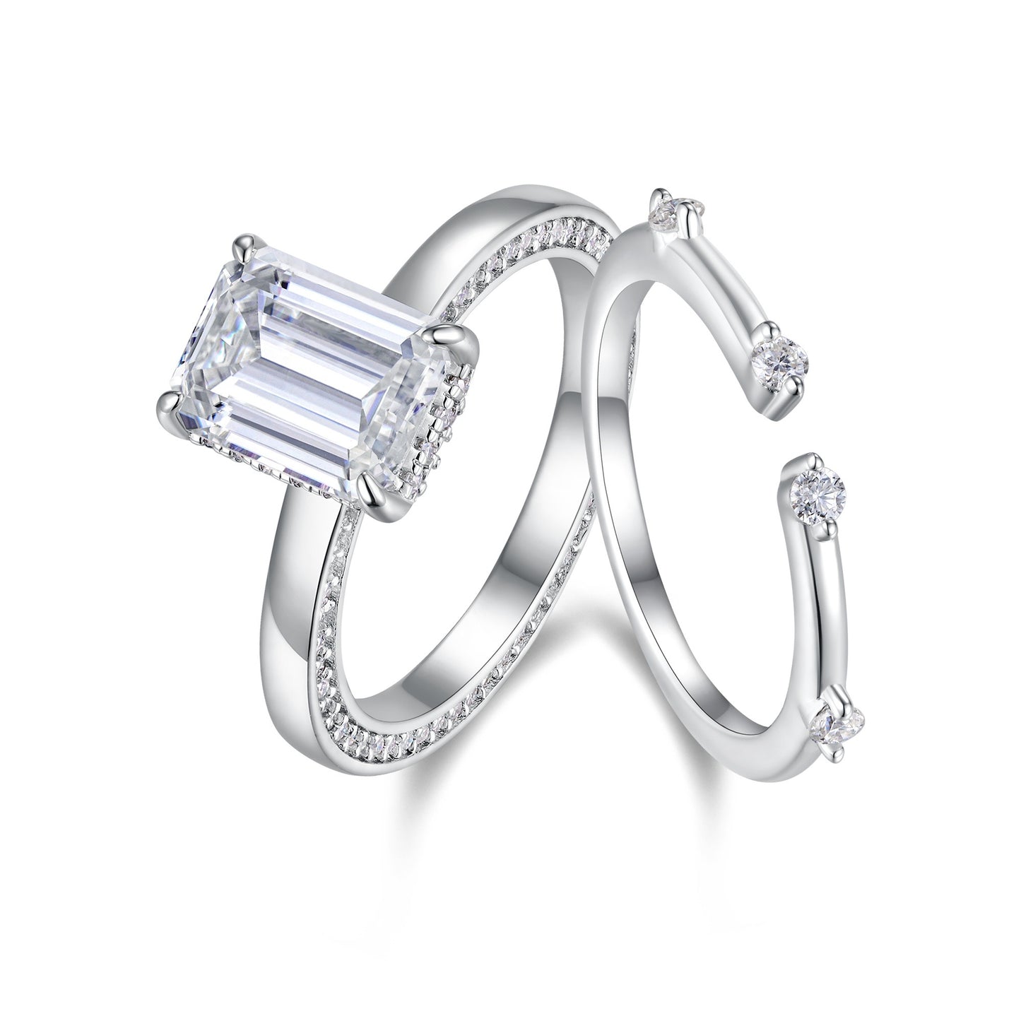 Men's and Women's Ring with Moissanite and Platinum-Plated Diamond