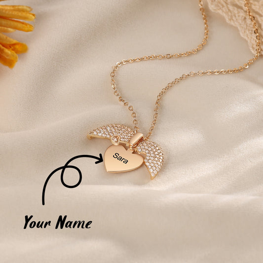Personalized Name Heart Necklace Zirconia