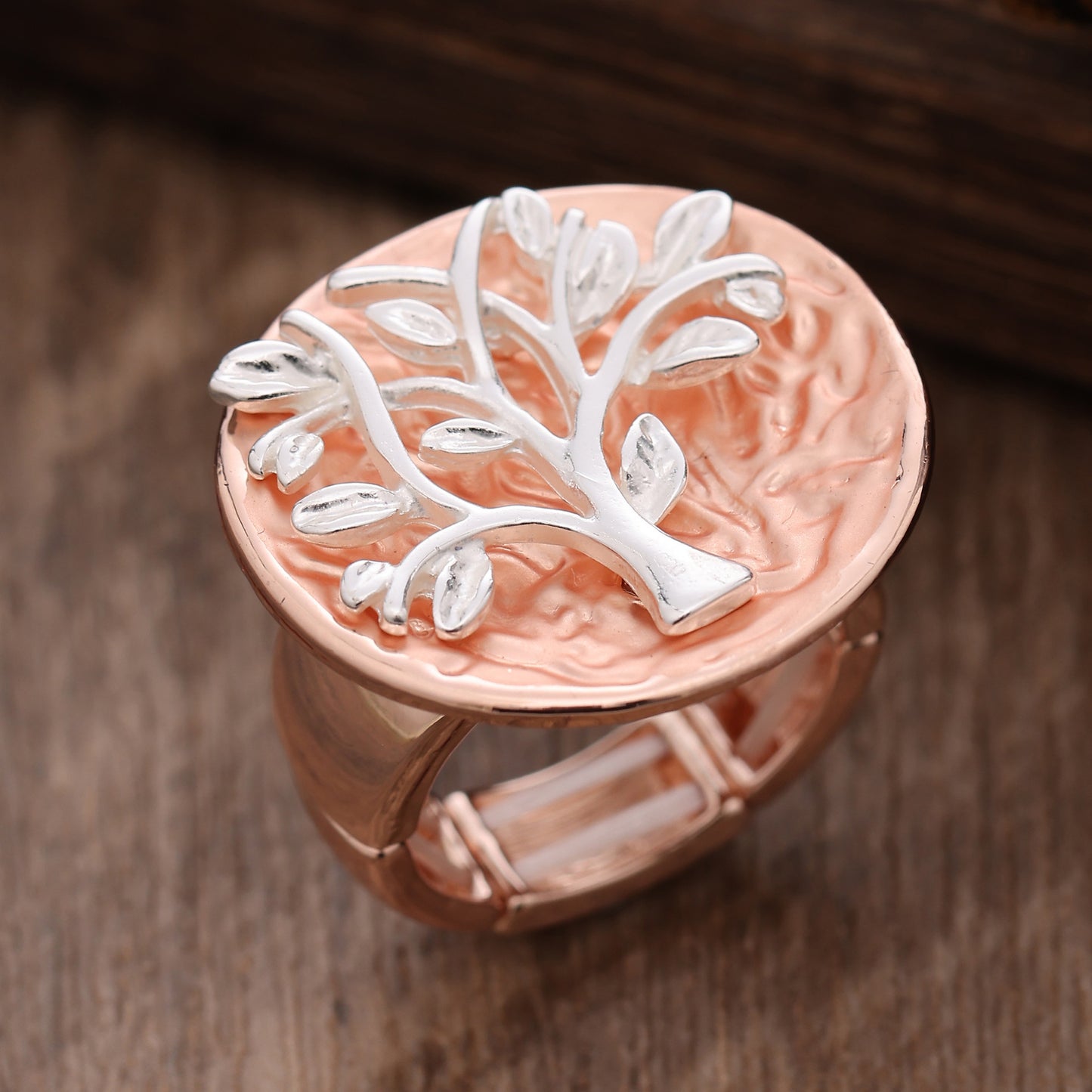 Enamel Geometric Flower Stretch Ring