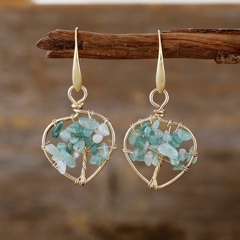 Natural Crystal Lucky Tree Earrings